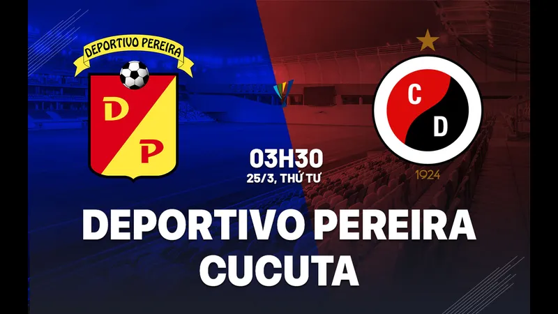 Cầu thủ Deportivo Pereira và Cucuta Deportivo tranh chấp trên sân